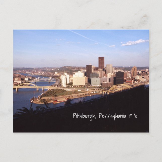 Carte Postale Pittsburgh aérien Pennsylvanie City & Bridges 1970 (Devant)
