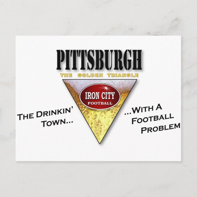 Carte Postale Pittsburgh Drinkin' Town avec un problème de footb (Devant)