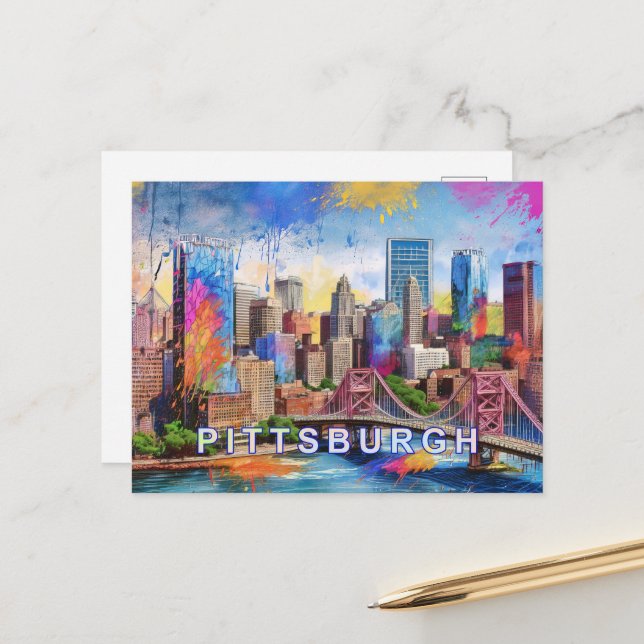 Carte Postale Pittsburgh - Iconic Skyline (Devant/Arrière en situation)