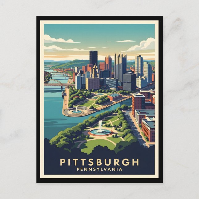 Carte Postale Pittsburgh, Pennsylvania Skyline (Devant)