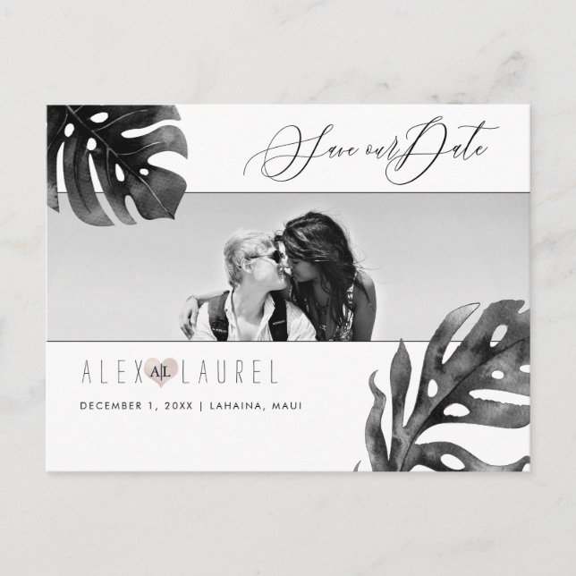 Carte Postale PixDezines Aquarelle Noir+Blanc, Enregistrer la da (Devant)