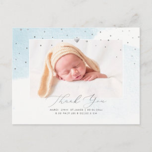 Carte Postale PixDezines Baby shower Merci bleu aquarelle