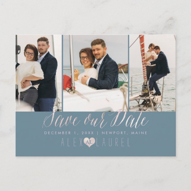 Carte Postale PixDezines Blush Pink Enregistrer la date do-it-yo (Devant)