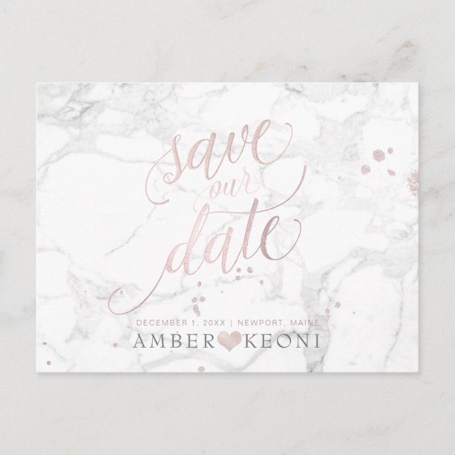 Carte Postale PixDezines Blush Pink/Marble/Save our Date (Devant)
