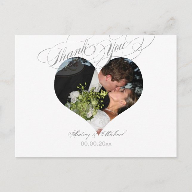 Carte Postale PixDezines Cadre photo Coeur/Merci Mariage (Devant)