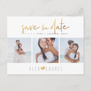 Carte Postale PixDezines Faux Gold Chic Script Enregistrer la da