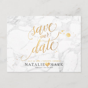 Carte Postale PixDezines Faux Gold/Marble/Save our Date