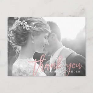 Carte Postale PixDezines Mariage Merci/Rose Gold Script