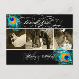 Carte Postale PixDezines Peacock Mariage Photos Merci