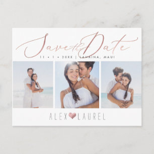 Carte Postale PixDezines Rose Gold Elegant Calligraphy Date de s