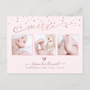 Carte Postale PixDezines Rose Gold les Étoiles Remerciements