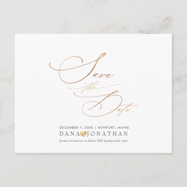 Carte Postale PixDezines Simple Elegant Faux Gold Luxe Script (Devant)