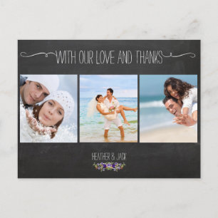 Carte Postale PixDezines tableau noir/fotos de mariage merci