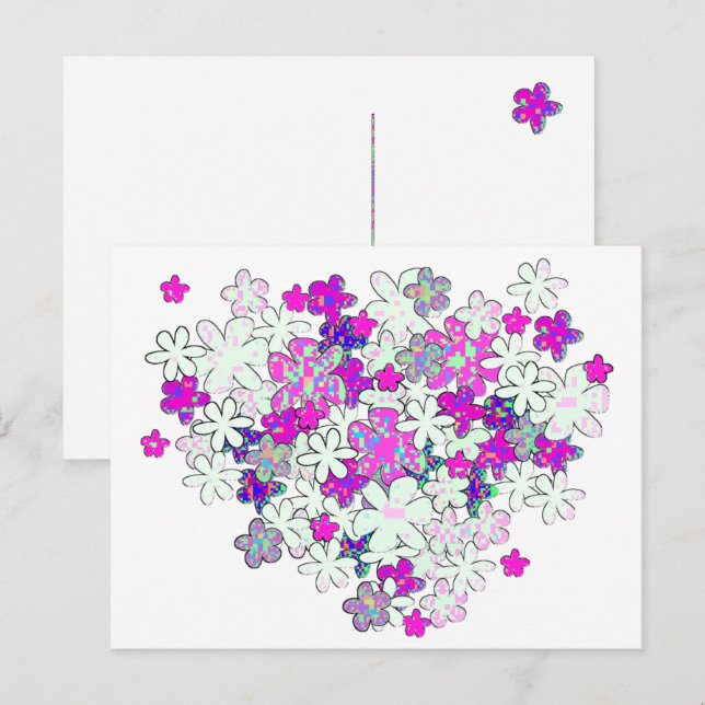Carte postale Pixel Flower Bunch (Devant / Derrière)