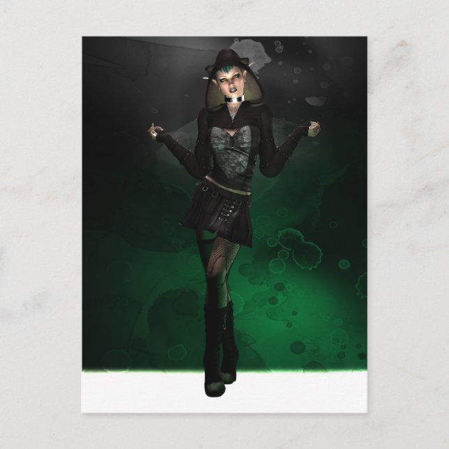 Carte Postale Pixie Punk - Vert (Devant)