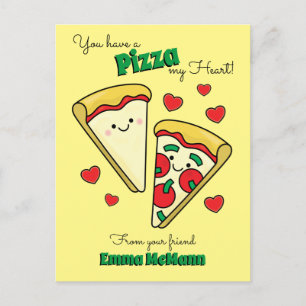 Carte Postale Pizza Cute Kids Classroom Valentine Card
