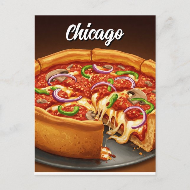 Carte Postale Pizza de Chicago Deep Dish (Devant)
