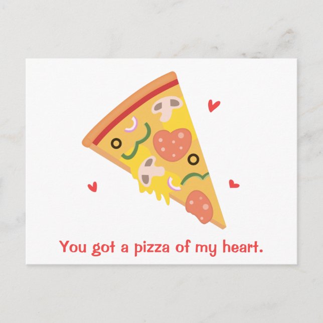 Carte Postale Pizza mignonne de mon coeur Pun Amour Humour (Devant)