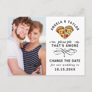 Carte Postale Pizza moderne noir Script photo Modifier la date
