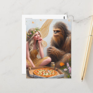 Carte Postale Pizza Night Sasquatch et Fairy