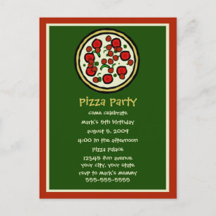 Carte Postale Pizza Party Anniversaire Invitation