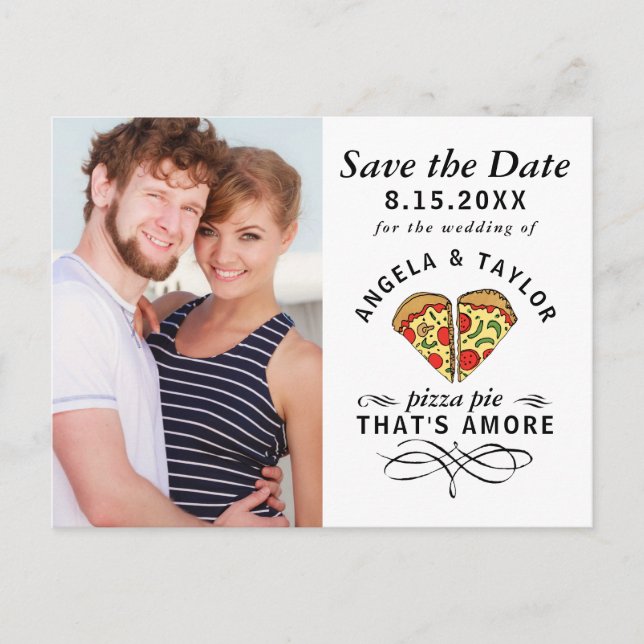 Carte Postale Pizza Pie Amore Photo Wedding Save the Date (Devant)