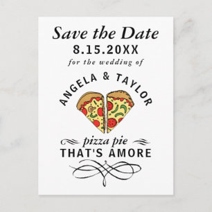 Carte Postale Pizza Pie Amore Typographie Mariage Enregistrer la