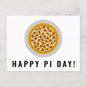Carte Postale Pizza Pie Happy Pi Day   Olive de champignons Pepp