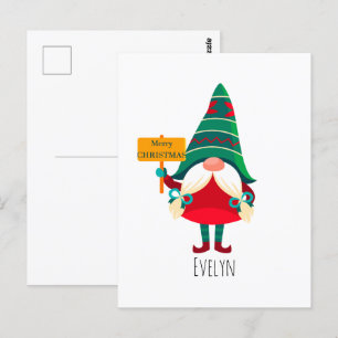 Carte Postale Placard de retenue Gnome mignon avec voeux