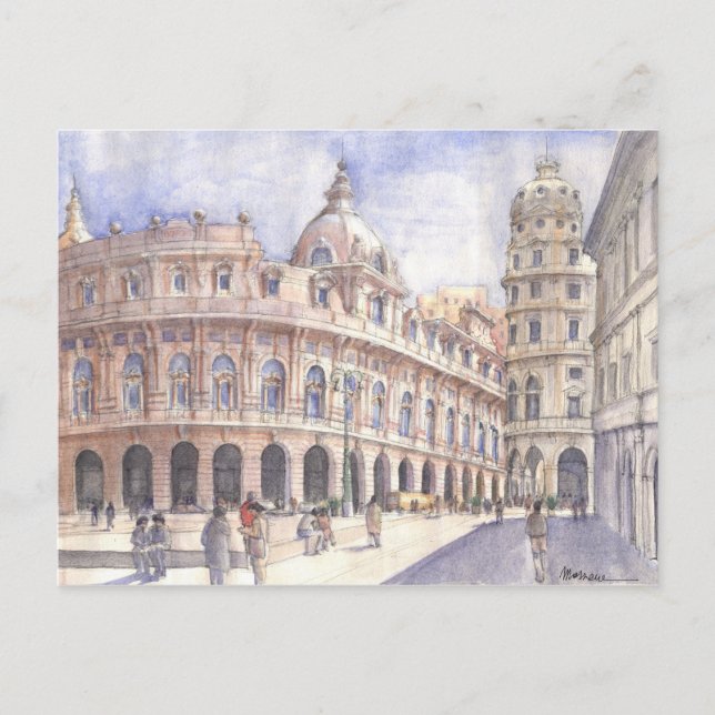 Carte Postale place à Gênes (Devant)