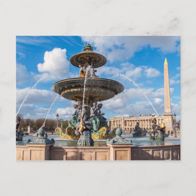 Carte Postale Place de la Concorde et obélisque - Paris, France (Devant)