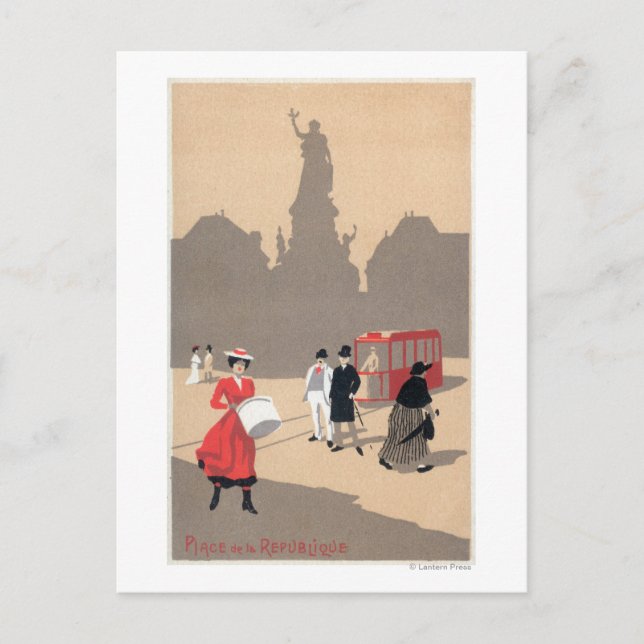 Carte Postale Place de la République Art Déco (Devant)