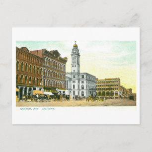 Carte Postale Place de la ville vintage, Canton, Ohio