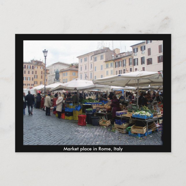 Carte Postale Place du marché à Rome, Italie (Devant)