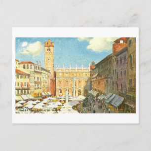 Carte Postale Place Vintage Piazza Erbe à Vérone, Italie,