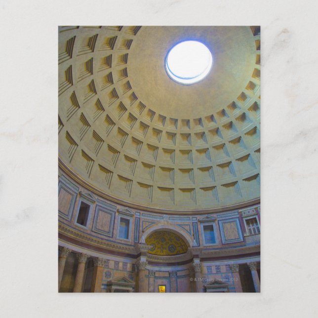 Carte Postale Plafond du Panthéon à Rome, Italie. (Devant)