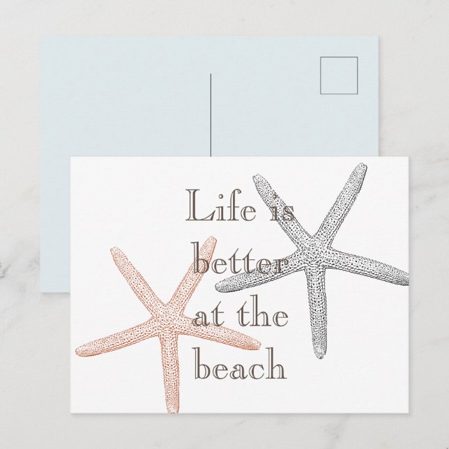 Carte Postale Plage Blue Starfish (Devant / Derrière)