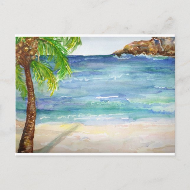 Carte Postale Plage d'Aruba avec palmier (Devant)
