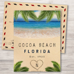 Carte Postale Plage de cacao Floride Sable Tropical Palm Feuille