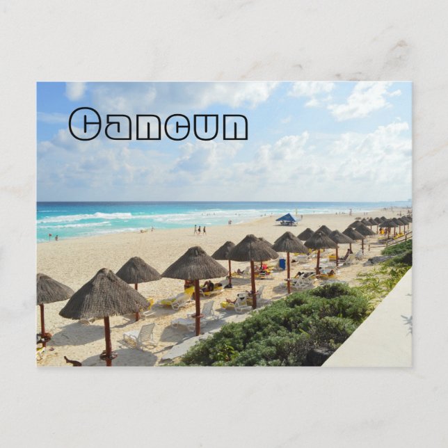 Carte Postale Plage de Cancun En Bord de mer Vagues Tourisme (Devant)