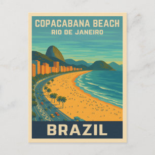 Carte Postale Plage de Copacabana à Rio de Janeiro Vintage voyag
