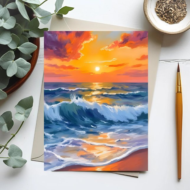 Carte Postale Plage de Golden Hour Sunset Coastère (Créateur téléchargé)
