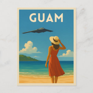 Carte Postale Plage de Guam Island Vintage voyage Mer Rétro