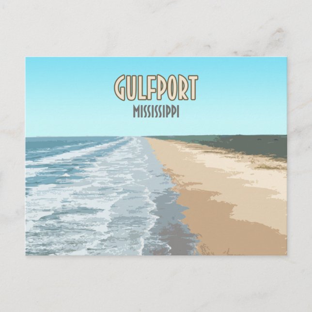Carte Postale Plage de Gulfport Mississippi (Devant)