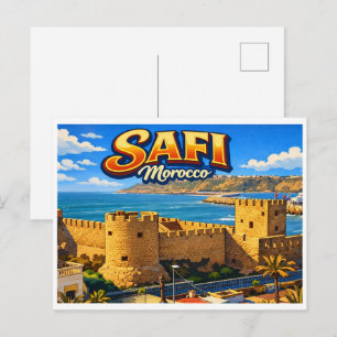 Carte Postale Plage de la ville vintage de Safi maroc souvenirs