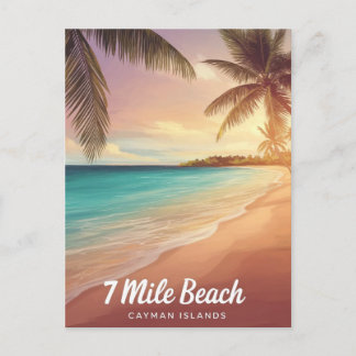 Carte Postale Plage de l'île de Cayman 11 km Aquarelle Peinture
