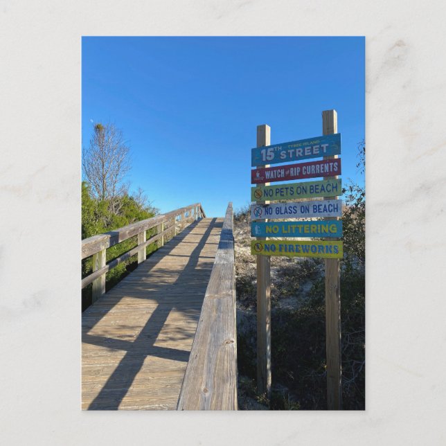 Carte Postale Plage de l'île Tybee 15th Street (Devant)