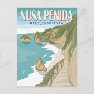 Carte Postale Plage de Nusa Penida Bali Indonésie Vintage