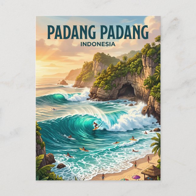 Carte Postale Plage de Padang Padang Indonésie (Devant)