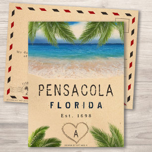 Carte Postale Plage de Pensacola Floride Sable Tropical Palm Feu